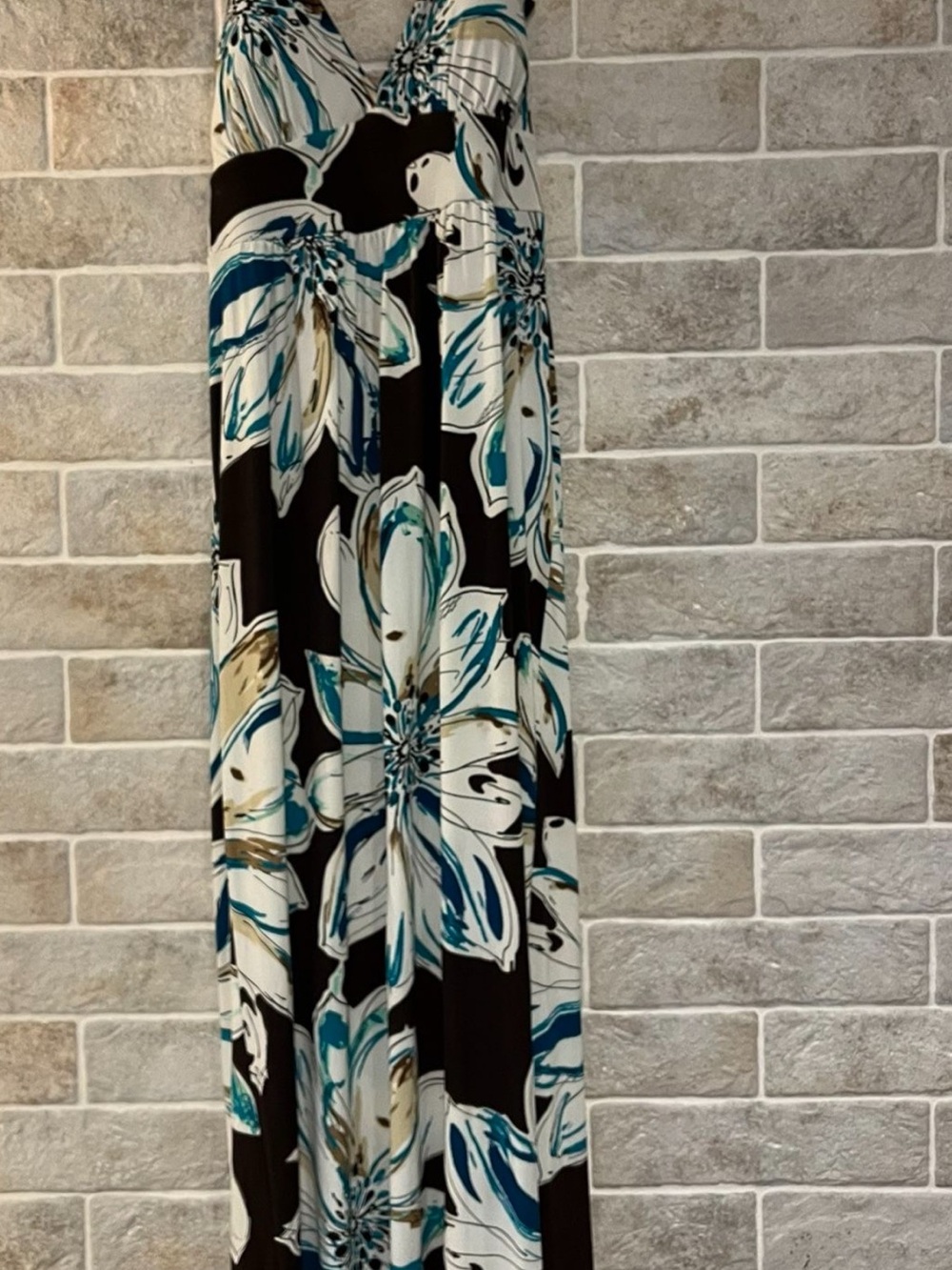 Women’s Floral Maxi Dress in Black and Teal